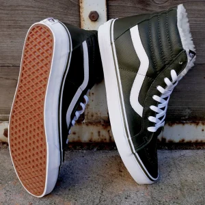 Vans Sk8-Hi Leather Leder-Sneaker Olive Night/True White Damen, Herren 9