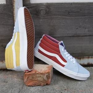 Vans Sk8-Mid Canvas & Leather Skateschuhe Sunshine/Multi/True White Damen, Herren 22